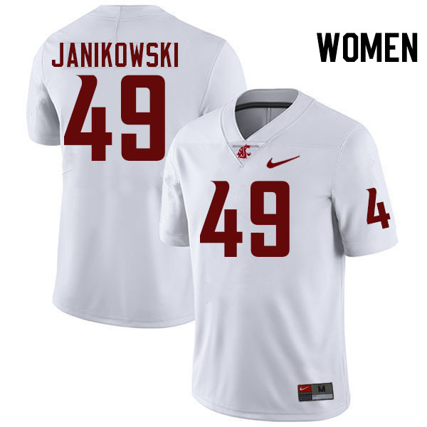 Women #49 Dean Janikowski Washington State Cougars College Football Jerseys Stitched-White